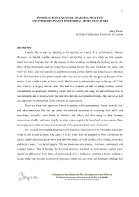 Informal Popular Music Learning Practice and Their Relevance for Formal Music Educators