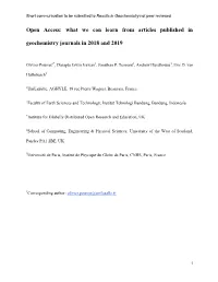 Open Access: What We Can Learn from Articles Published in Geochemistry Journals in 2018 and 2019