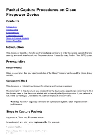 Packet Capture Procedures on Cisco Firepower Device