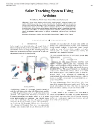 Solar Tracking System Using Arduino Pratik Pawar, Ashish Yadav, Pritam Makwana, Shubham Patil