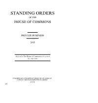 Standing Orders of the House of Commons