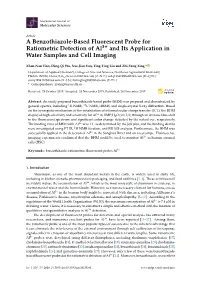 A Benzothiazole-Based Fluorescent Probe for Ratiometric Detection of Al3+ and Its Application in Water Samples and Cell Imaging