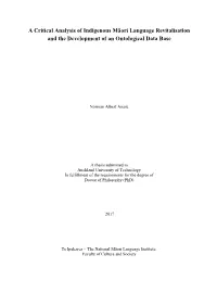 A Critical Analysis of Indigenous Māori Language Revitalisation and the Development of an Ontological Data Base