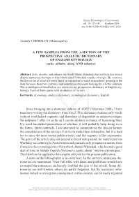 A Few Samples from the A-Section of the of English