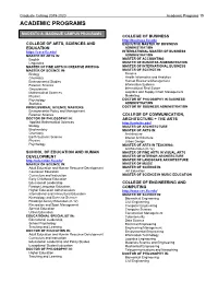 Academic Programs 15 ACADEMIC PROGRAMS