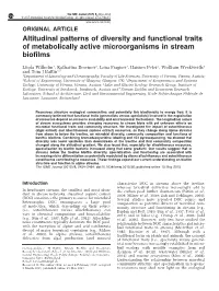 Altitudinal Patterns of Diversity and Functional Traits of Metabolically Active Microorganisms in Stream Biofilms