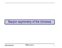 Baryon Asymmetry of the Universe