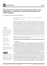 Fact Checkers Facing Fake News and Disinformation in the Digital Age: a Comparative Analysis Between Spain and United Kingdom
