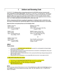 I. Uniform and Grooming Code