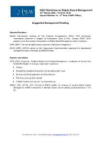 NGO Workshop on Rights Based Management Suggested