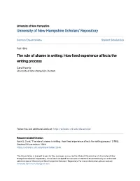 The Role of Shame in Writing: How Lived Experience Affects the Writing Process