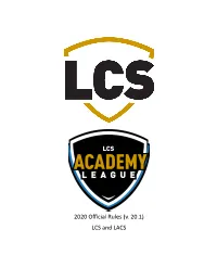 2020 Official Rules (V. 20.1) LCS and LACS