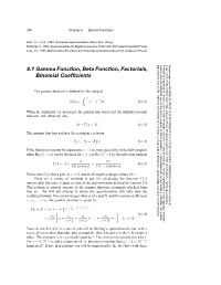 6.1 Gamma Function, Beta Function, Factorials, Binomial Coefficients