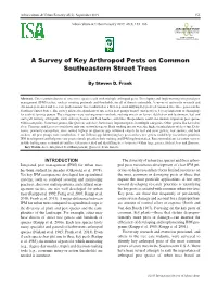 A Survey of Key Arthropod Pests on Common Southeastern Street Trees