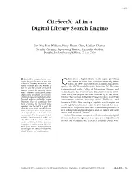 Citeseerx: AI in a Digital Library Search Engine