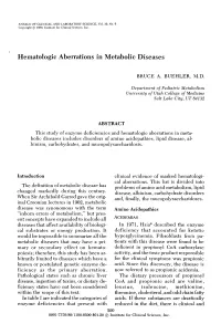 Hematologic Aberrations in Metabolic Diseases