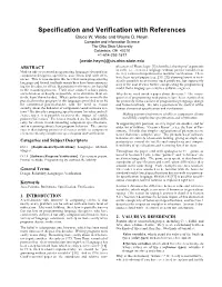 Specification and Verification with References Bruce W