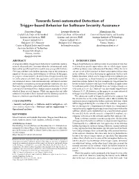 Towards Semi-Automated Detection of Trigger-Based Behavior for Software Security Assurance
