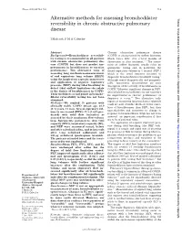 Alternative Methods for Assessing Bronchodilator Reversibility In