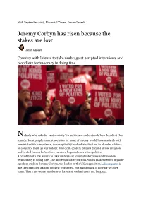 Jeremy Corbyn Has Risen Because the Stakes Are Low