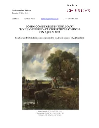 John Constable's 'The Lock' to Be Offered at Christie's