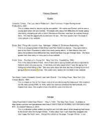 Primary Sources Books Articles