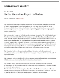 Sachar Committee Report : a Review Mainstream Weekly
