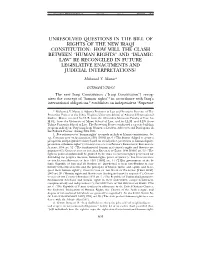 Unresolved Questions in the Bill of Rights of the New