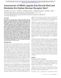 Assessment of NR4A Ligands That Directly Bind and Modulate the Orphan Nuclear Receptor Nurr1
