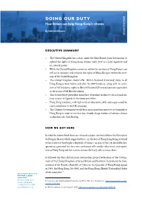 Doing Our Duty PAPERBRIEFING How Britain Can Help Hong Kong’S Citizens