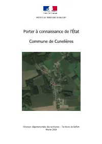 Porter À Connaissance De L'état Commune De Cunelières