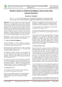 Relative Study on Artificial Intelligence Interaction with Human Emotions
