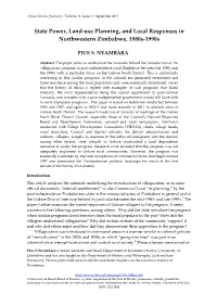 State Power, Land-Use Planning, and Local Responses in Northwestern Zimbabwe, 1980S-1990S