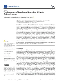 The Landscape of Regulatory Noncoding Rnas in Ewing's Sarcoma