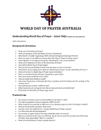 Understanding World Day of Prayer Australia – Some Faqs