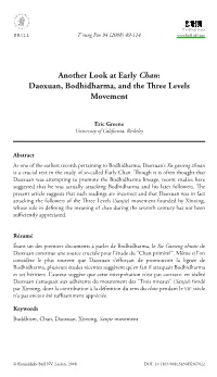 Another Look at Early Chan: Daoxuan, Bodhidharma, and the Three Levels Movement