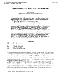 Axiomatic Design of Space Life Support Systems