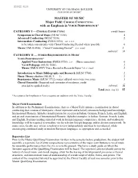 CHORAL CONDUCTING with an Emphasis in VOICE PERFORMANCE*