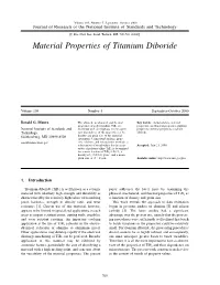 Material Properties of Titanium Diboride