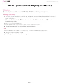 Mouse Cped1 Knockout Project (CRISPR/Cas9)
