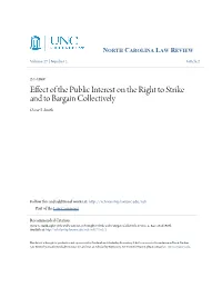 Effect of the Public Interest on the Right to Strike and to Bargain Collectively Oscar S