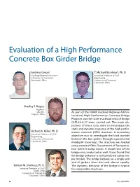 Evaluation of a High Performance Concrete Box Girder Bridge