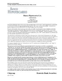 Banco Hipotecario S.A. Citigroup Deutsche Bank Securities