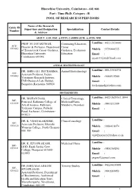 Bharathiar University, Coimbatore - 641 046 Part - Time Ph.D