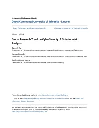 Global Research Trend on Cyber Security: a Scientometric Analysis