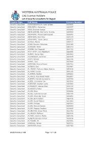 List of Security Consultants for August