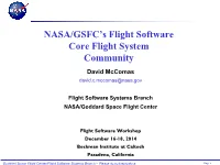 NASA/GSFC's Flight Software Core Flight System Community