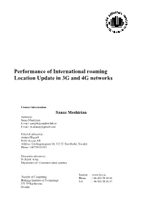 Performance of International Roaming Location Update in 3G and 4G Networks