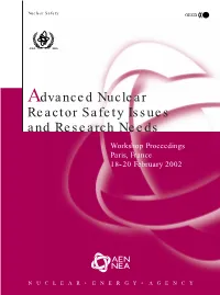 Advanced Nuclear Reactor Safety Issues and Research Needs Advanced Nuclear