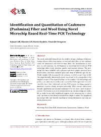 Identification and Quantitation of Cashmere (Pashmina) Fiber and Wool Using Novel Microchip Based Real-Time PCR Technology